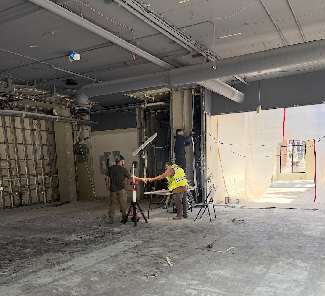 This week: snapping lines for framing at 10708 Main Street